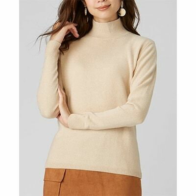 【ふるさと納税】希少ベビーカシミヤ100％ 女性ハイネック セーター L ベージュ 1枚 20401L BE｜敬老の日 お歳暮 御歳暮 贈答品 ギフト 誕生日プレゼント 贈り物 父の日 母の日 お年賀 寒中見舞い クリスマス お見舞 [0906]