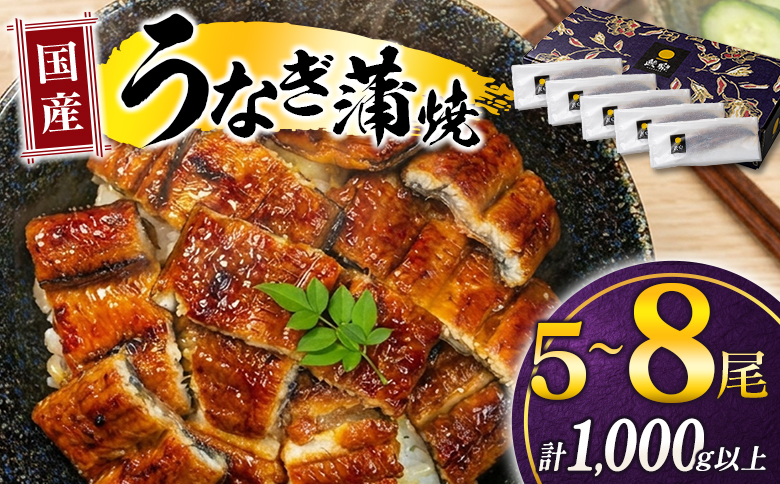 極上鰻！うまい！＜うなぎ 国産 うなぎ蒲焼 5～8尾 計1kg以上＞ふるさと納税 うなぎ 高級 長蒲焼 鰻 夏バテ防止 ウナギ 鰻 かば焼き 蒲焼き 丑の日 タレ 宮崎県産 国産 九州産 宮崎県 高鍋町 送料無料
