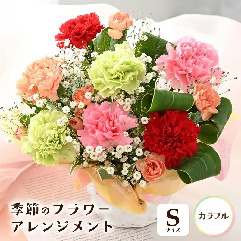 季節のフラワーアレンジメント S (カラフル) 花束 生花 プレゼント [A-20711_03]