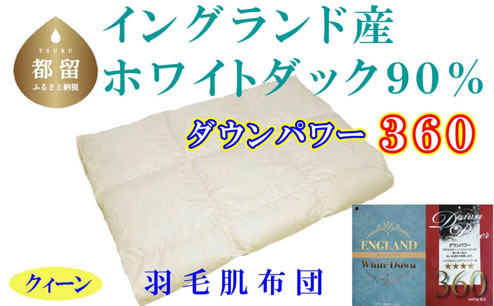 
                  【肌布団】イングランド産ホワイトダウン90％ 羽毛肌布団（クィーン：220cm×210cm）（ダウンパワー360）羽毛布団  CK328
                