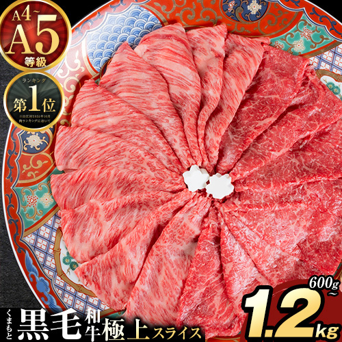 【auPAYふるさと納税限定】くまもと黒毛和牛 A4～A5等級 選べる 食べ比べ 霜降り 赤身 すき焼き しゃぶしゃぶ 極上 スライス 600g 1200g 数量限定 牛肉 冷凍 くまもと黒毛和牛 《30日以内に出荷予定(土日祝除く)》 冷凍庫 個別 以内 ブランド牛 1kg 以上 1.2kg 赤身 霜降り