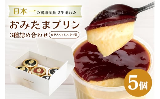 おみたまプリン3種詰合せ 5個入り カラメル＆ミルク＆栗 白箱 プリン カラメル ジュレ ミルク 栗 くり ぷりん スイーツ 高級 詰め合わせ ギフト 内祝い お取り寄せ 取り寄せ 平飼い卵 こだわり 濃厚 高級プリン 贈り物 プレゼント ご褒美 お返し 茨城県産