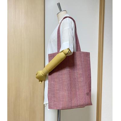 ふるさと納税 南会津町 会津木綿　携帯用折り畳みマイバッグ(やたら桃)
