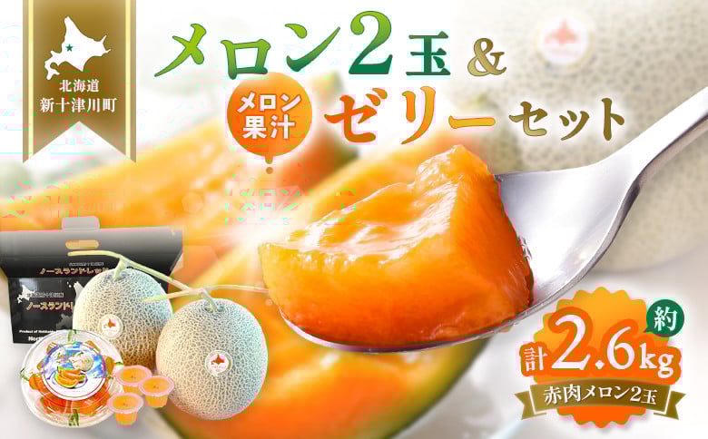 
            【先行予約】【数量限定】 赤玉メロン２玉・ミニメロンゼリーセット【令和７年７月～８月上旬発送】 先行予約 メロン 北海道 赤玉 セット メロンゼリー ゼリー 詰め合わせ オンライン申請 オンライン ワンストップ マイページ デザート 果物 フルーツ 赤肉メロン 赤肉 ふるさと納税 北海道 新十津川 新十津川町【1201703】
          