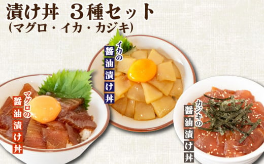 マグロ イカ カジキ 醤油漬け丼 各2パック セット 計6パック カジキまぐろ 烏賊 切り身 特製 漬け丼 丼 簡単調理 海鮮 魚介 惣菜 冷凍 小分け 詰め合わせ TY029