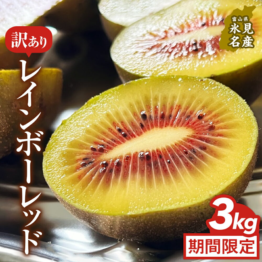 【ふるさと納税】 訳ありレインボーレッド3kg（小玉、異形、擦り傷、日焼け） 数量限定 希少 国産 甘い 氷見キウイランド 富山県 氷見市