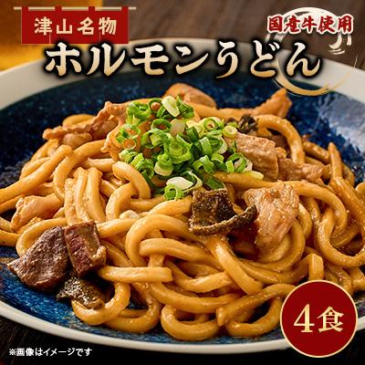 ふるさと納税 津山市 【冷凍】【4人前】津山名物ホルモンうどんセット(津山産)