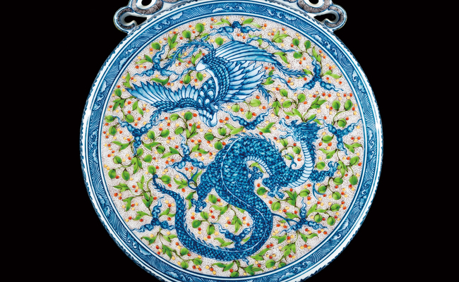 染錦竜鳳凰唐草文 扁壷 葉山有樹作 有田焼 月桃庵 【ANA限定