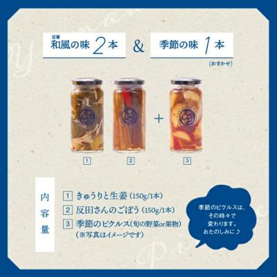 ふるさと納税 江津市 【やまあいピクルス】素材を生かした手作りピクルス　定番和風2本+季節1本(おまかせ) |  | 03