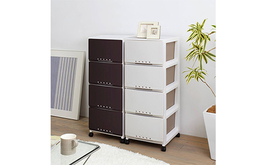 プロフィックス ルームケース 3404 カプチーノ （4904746066756） 多段収納チェスト4段 ／ ルームケース インテリア キャスター付き 収納 チェスト プラスチック  雑貨 F6L-4