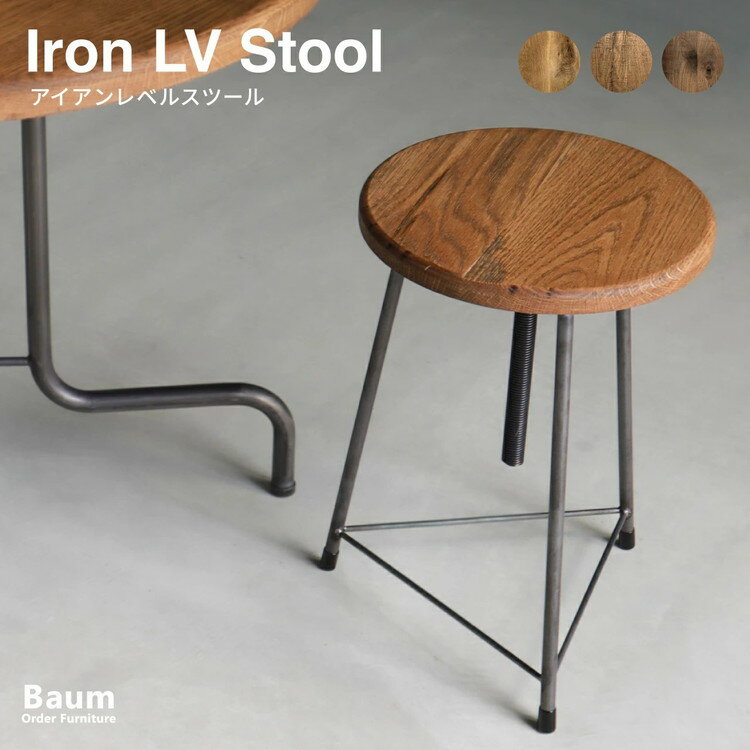 【ふるさと納税】【選べる素材】スツール　Iron LV Stool（オーク・ナチュラル／ダークブラウン・ウォールナッツ） ※北海道・沖縄・離島への配送不可