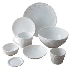 【美濃焼】 さざなみ 8形状各2枚セット 24丸皿 16丸皿 19鉢 13取鉢 10小鉢 マグカップ 8.5猪口カップ 9フタ小皿 ホワイト 瑞浪市 / JS企画 小田陶器 小皿 プレート 鉢 小鉢 