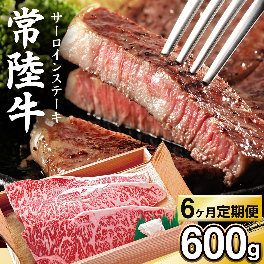 【 6カ月 定期便 】常陸牛 サーロイン ステーキ用 600g 茨城県 黒毛和牛 和牛 牛肉 ブランド牛 A4 A5 冷凍 ステーキ 肉 黒毛 国産牛 誕生日 お祝い 定期便 生活 定期 応援 6回 6ヶ月 霜降り肉 冷凍 ギフト 贈り物 贈答用 (AP013)