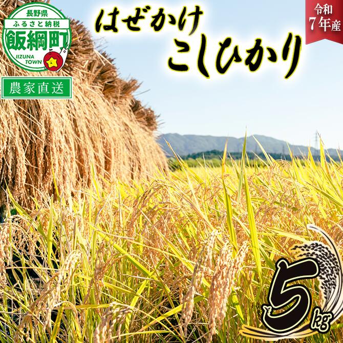 【ふるさと納税】 米 こしひかり 5kg ( 令和7年産 ) 黒柳さんのお米 はぜかけ 沖縄県への配送不可 長野県 飯綱町 〔 コシヒカリ 白米 精米 お米 信州 17500円 予約 農家直送 〕発送時期：2025年11月上旬〜 [お届け1回 (**)]