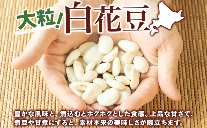 洞爺湖町産 白花豆 約1kg 2025年11月上旬から順次出荷 北海道産 高級 菜豆 ベニバナインゲン 花豆 豆 マメ まめ 大粒 大白花豆 国産 煮豆 スープ 調理 アレンジ お取り寄せ 北海道 洞