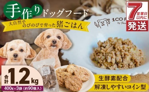 1cofood 手作りドッグフード 猪ごはん 400g×3袋_Pf032