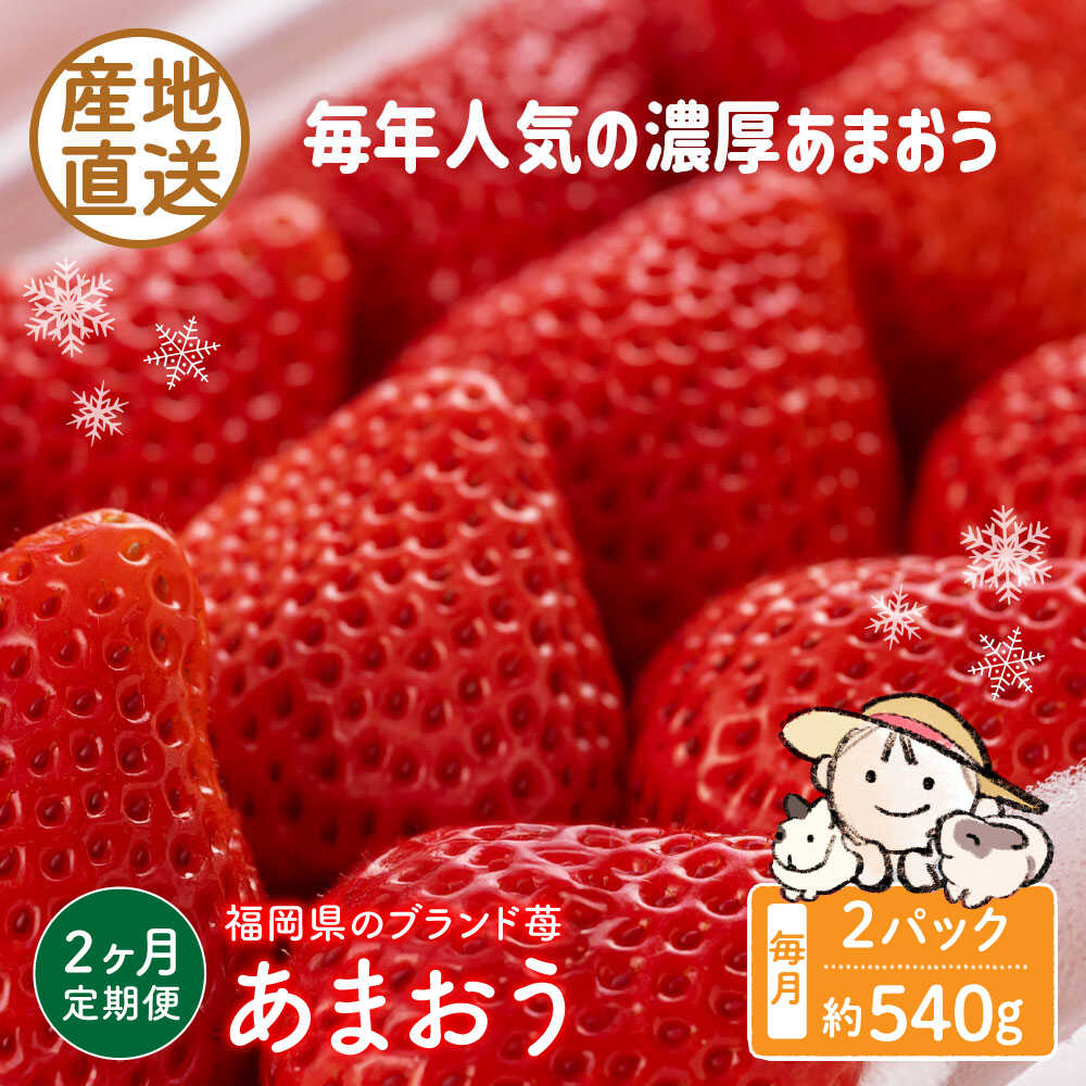 【ふるさと納税】【2回定期便】【2026年12月から発送】ココロファームの濃厚あまおう 540g（270g×2パック）《豊前市》【ココロファーム】[VAE033] 苺 いちご イチゴ あまおう ストロベリー 果物 フルーツ 人気 旬 福岡県産 ギフト 贈答 産地直送 定期便