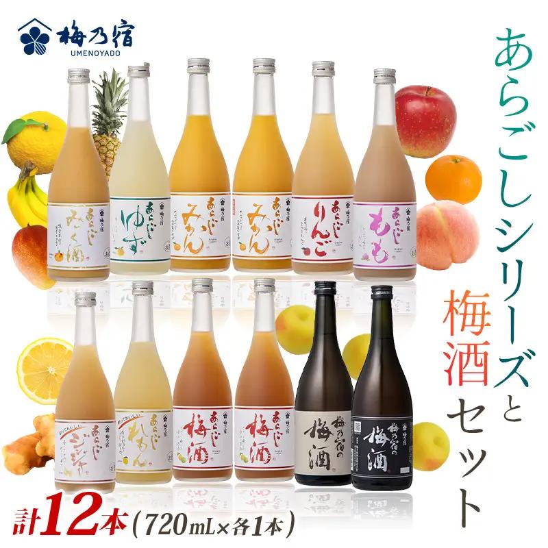 あらごしシリーズと梅酒720ｍl 12本 セット  梅乃宿酒造 リキュール【umyd028A】