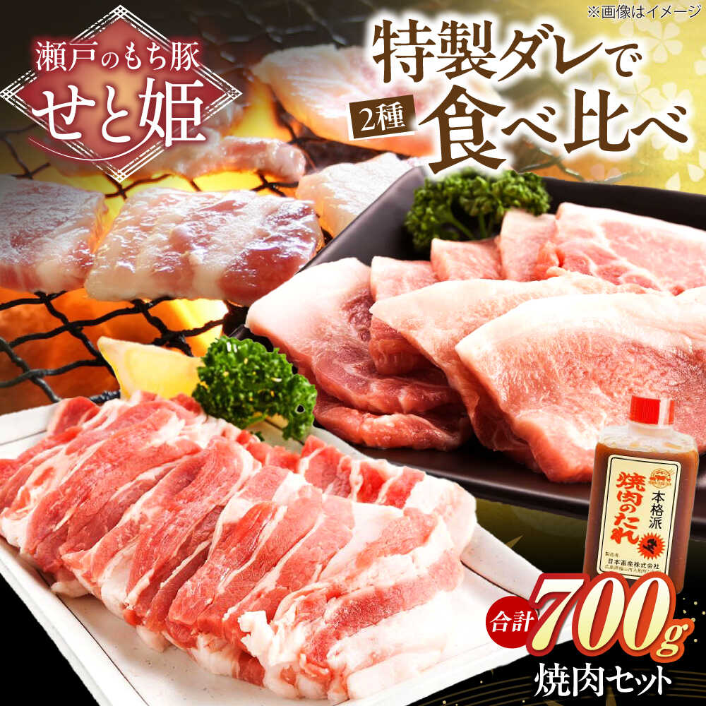 【ふるさと納税】冷凍 国産豚肉 瀬戸のもち豚 ＋ せと姫 焼肉 セット 約700g ( バラ 400g・ ロース 300g・自家製焼肉のタレ) 福山市/日本畜産[BAER006] 国産 豚肉 豚 ぶたにく ふるさと納税 福山市産 人気 贈答 ギフト プレゼント 焼き肉 やきにく