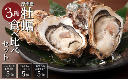 牡蠣 生食 ブランド牡蠣 食べ比べ 3種×各5個 北海道 厚岸産 カキ