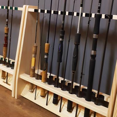 ふるさと納税 横手市 WOOD WORKS ロッドスタンド19本掛け 本体カラー:ナチュラル/フェルトカラー:ブラック |  | 01