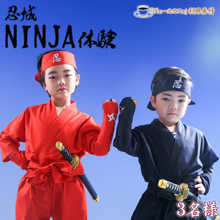 【ふるさと納税】No.472 忍城NINJA体験・ヴェールカフェでカフェタイム3名様 ／ チケット 忍者 手裏剣投げ 送料無料 埼玉県
