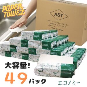 アストペーパータオルエコノミー２００枚入り×４９パック【配送不可地域：沖縄本島・離島】（1973）