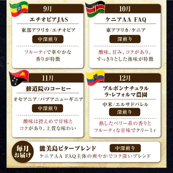 【全12回】能美島ビターブレンドセット コーヒー粉 全13種 コーヒー[XBE083]