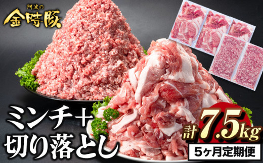 ＜ブランド豚＞ 定期便 阿波の金時豚 大容量1.5kg ×5ヶ月定期便 切り落とし ミンチ セット アグリガーデン 《お申込み月の翌月から出荷開始》 豚肉 ブランド豚 肉 小分けパック 送料無料 徳島県 上板町