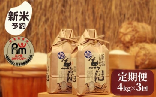 
            【新米予約】令和７年産「五つ星お米マイスター」の南魚沼産コシヒカリ　精米４kg（２kg×２個）×３回（毎月定期便）【2025年10月上旬より順次発送予定】
          