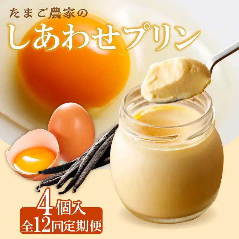 【定期便12ヶ月】たまご農家のしあわせプリン 4個セット ココテラス デイリーファーム 常滑牛乳 デザート スイーツ なめらかプリン ギフト お取り寄せ たまご 卵 米卵 こだわりプリン グルメ 瓶入り おやつ 鶏卵 洋菓子 お菓子 プレゼント グルメ 愛知県 常滑市 定期便