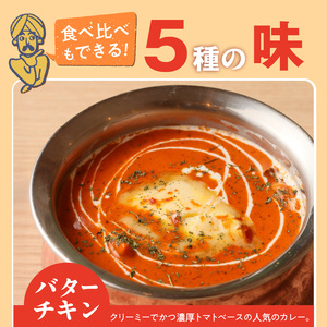 【中辛】ビスヌ 本格カレー 5種_ビスヌ 本格 カレー 5種 バターチキン 豆 海老 チキン キーマ 各 1個 中辛 インドカレー スパイス こだわり インド 直輸入 Aランク できたて 冷凍 真空パ