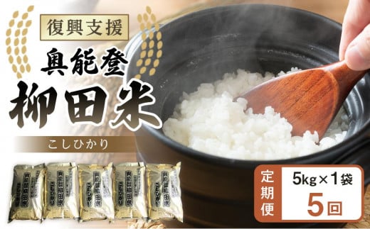 【復興支援】【定期便】【令和6年度産】 奥能登柳田米B2（定期便）5kg×5ヶ月分