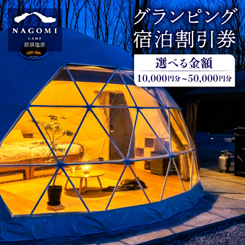 【ふるさと納税】【選べる宿泊割引券】NAGOMI CAMP 那須 グランピング 宿泊割引券 栃木県 那須塩原市 グランピング 宿泊 割引券 チケット プライベート ピザ作り 体験 貸切 サウナ ドームテント バーベキュー 飲み放題 キャンプ こども 親子 ペット泊 わんこ 送料無料