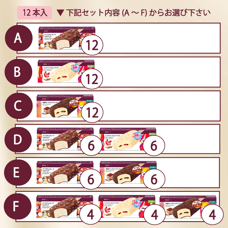 【セット内容が選べる】 定番 ＆ 期間限定フレーバー ハーゲンダッツ バー セット 12本入 Bセット〈ミックスベリー＆ミルク クランチ(12本)〉｜ハーゲンダッツ ハーゲンダッツバー アイスクリーム