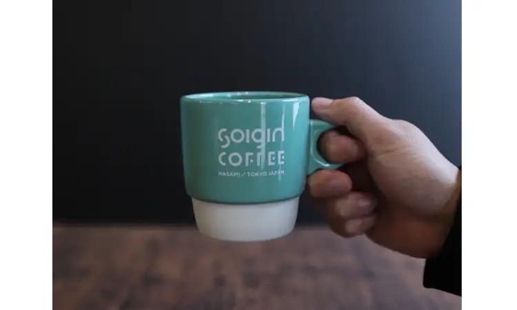 【波佐見焼】SOIGIN COFFEE　ロゴ入りスタッキングマグカップ（グリーン）
