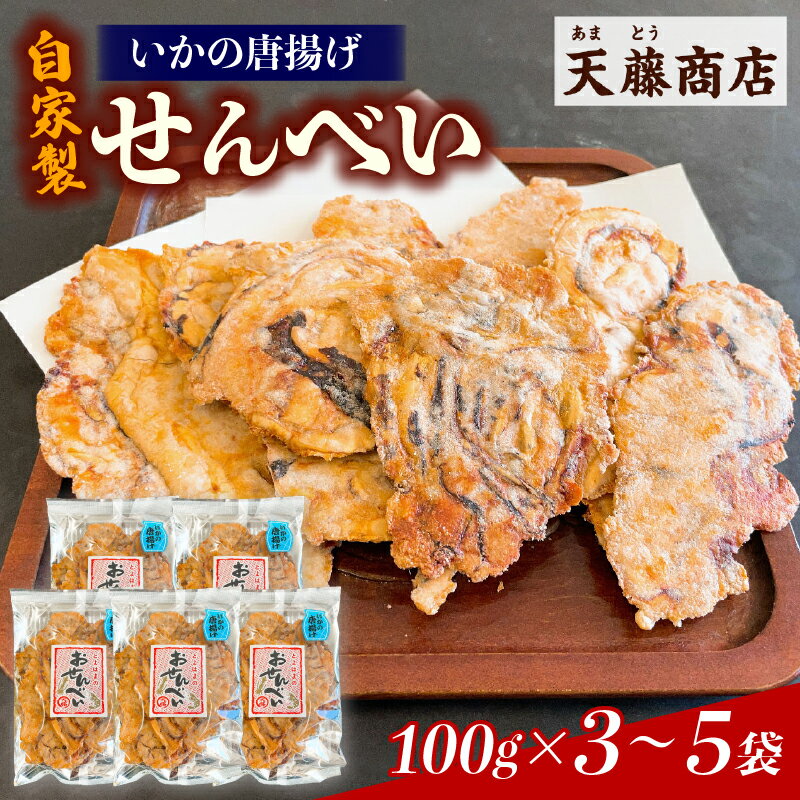訳あり いか せんべい 100g×5袋 ミネラル水 シママース使用 唐揚げ 天藤商店 自家製