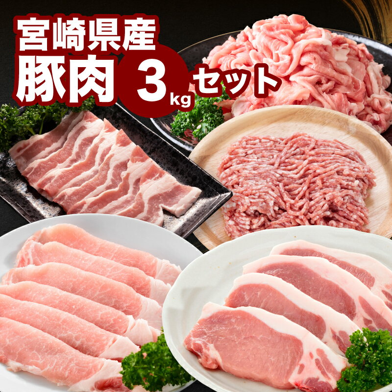 【ふるさと納税】宮崎県産豚肉3kgセット - 豚肉 小分け 詰め合わせセット 5種類バラエティセット ロース又は肩ロースとんかつ用・ローススライス・豚バラ焼き肉用・切り落し・豚挽き肉 家庭料理いろいろ ストック 冷凍配送 精肉セット 送料無料 【宮崎県木城町】