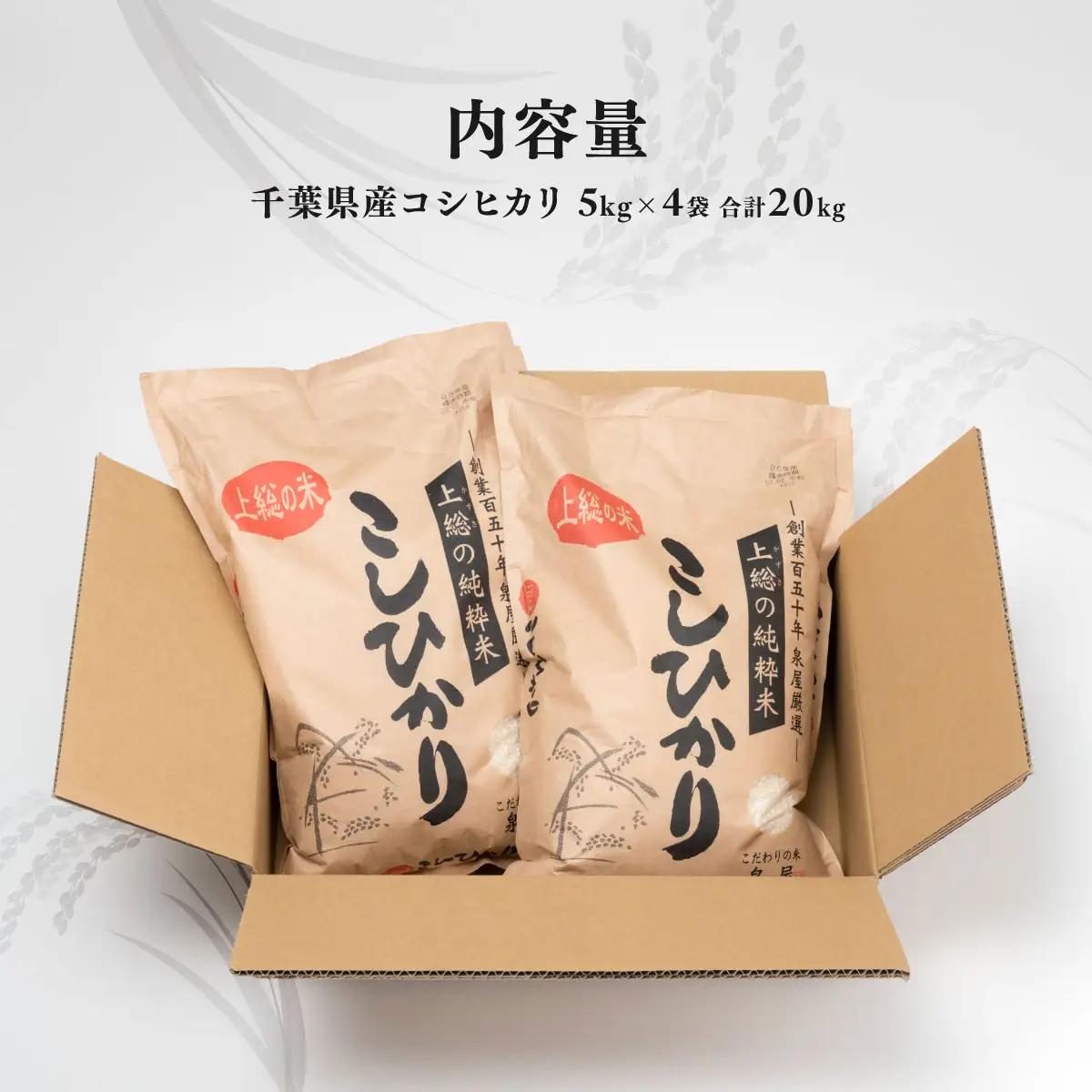 令和8年度産  上総の純粋米  「コシヒカリ」  20kg (5kg×4) 【厳選】千葉県産   KCV003