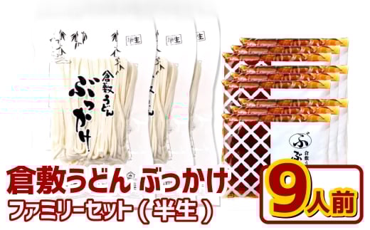 『倉敷うどん ぶっかけ』ファミリーセット(半生) 9人前 うどん 麺類 麺 半生 半生麺 ぶっかけうどん タレ つゆ 岡山県 倉敷市