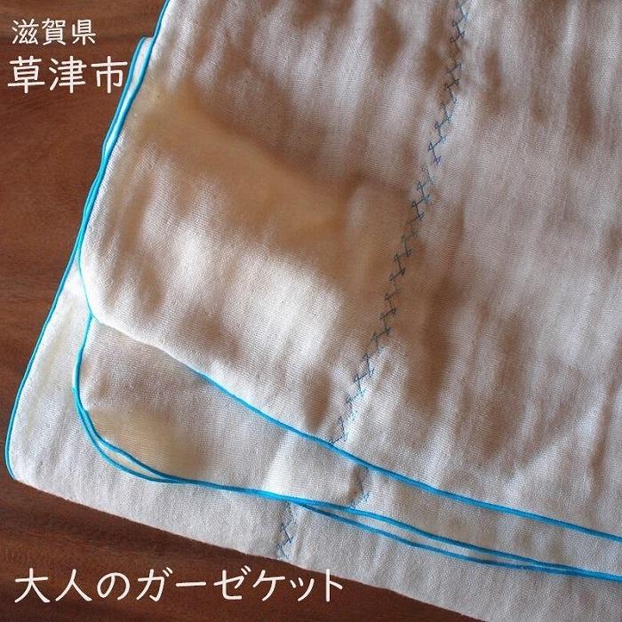 【ふるさと納税】アリサラ舎の大人のガーゼケット　びわ湖ブルー | 綿100％ 木綿 肌ざわり 洗濯可 寝具 国産 快眠 睡眠 あたたか 人気 おすすめ 送料無料