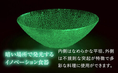 ルミナスシリーズ ボウル (中) グリーン 【暗闇に輝く、卓上の新たな魔法】 多治見市 / 丸モ高木陶器 ガラス 深皿 食器 化粧箱入り[TBA220]