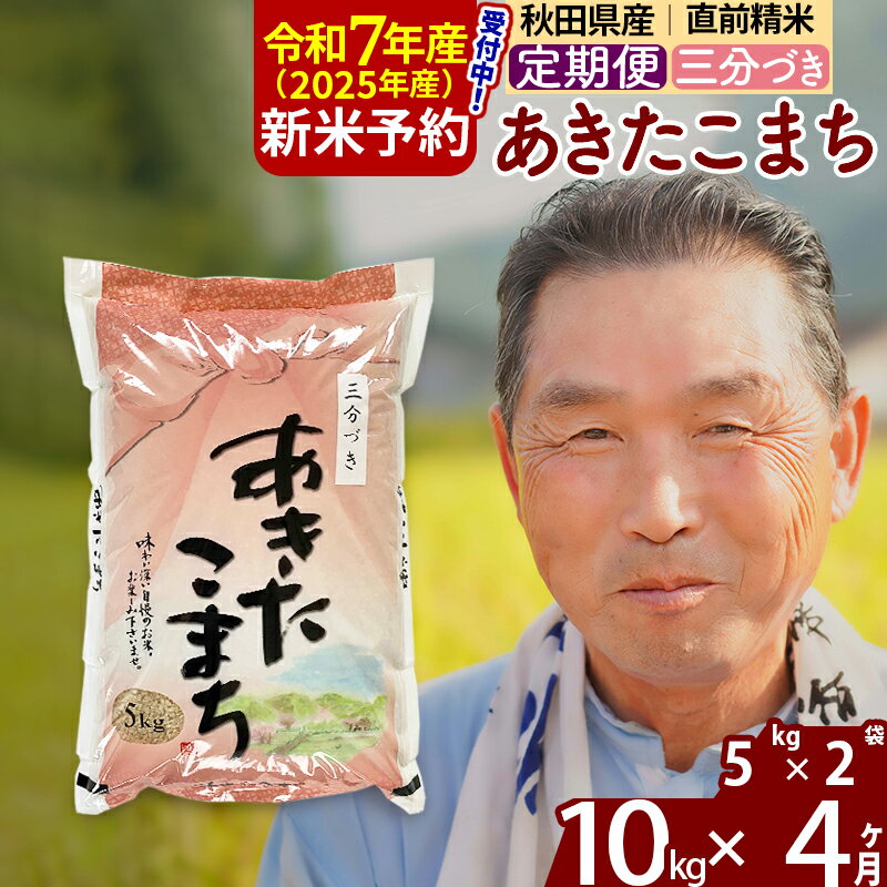 【ふるさと納税】※令和7年産 新米予約※《定期便4ヶ月》秋田県産 あきたこまち 10kg【3分づき】(5kg小分け袋) 2025年産 お届け時期選べる お届け周期調整可能 隔月に調整OK お米 おおもり
