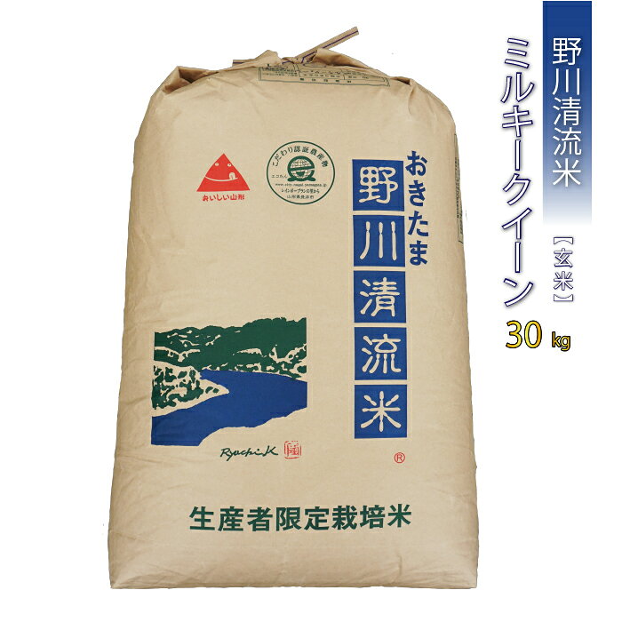 【ふるさと納税】【令和7年産】【特別栽培米】【玄米】野川清流米「ミルキークイーン」30kg(30kg×1袋)_A091(R7)