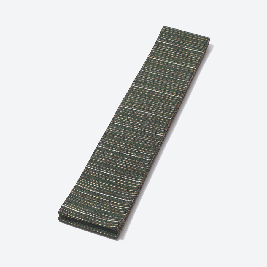 ＜丹後の藤布　遊絲舎＞角帯　藤霞文（緑）*リバーシブル幅約10.2cm×長さ約420cm