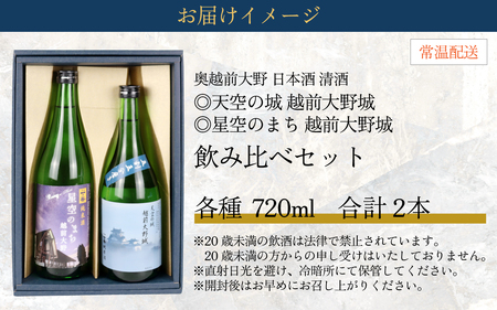 奥越前大野 日本酒 清酒『天空の城 越前大野城と星空のまち 越前大野城』 720ml飲み比べセット