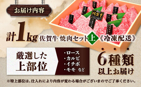 【木箱入り】佐賀牛 焼肉 盛り合わせ（上盛り）A4～A5ランク 約1kg 吉野ヶ里町/meat shop FUKU[FCX032]