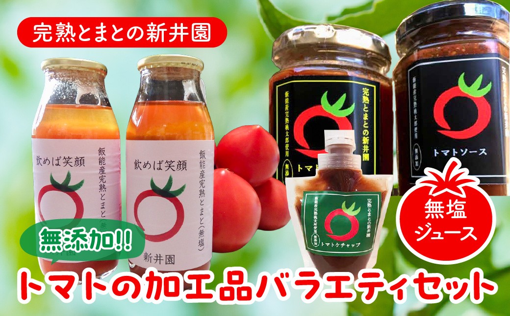 
                  【完熟とまとの新井園】無添加!! トマトの加工品バラエティセット(無塩ジュース) HNNBD003
                