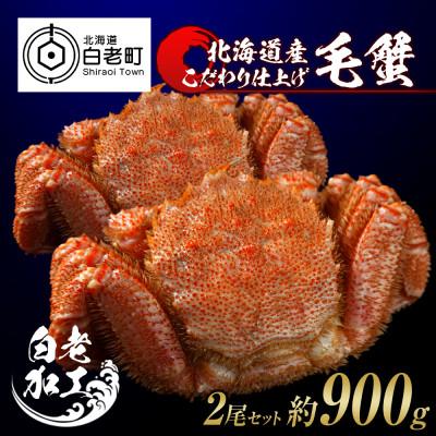 ふるさと納税 白老町 毛蟹 ボイル済み 冷凍 2尾セット 約900g BM053