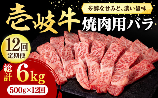 【全12回定期便】 壱岐牛 焼肉用 バラ（カルビ）500g《壱岐市》【株式会社イチヤマ】[JFE046] 定期便 赤身 肉 牛肉 焼肉 焼き肉 バラ カルビ BBQ 348000 348000円